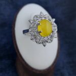 انگشتر نقره زنانه طرح فاخر ناهید با سنگ شرف شمس + حکاکی