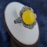 انگشتر نقره زنانه طرح سپیده با سنگ شرف شمس + حکاکی