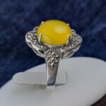 انگشتر نقره زنانه طرح سپیده با سنگ شرف شمس + حکاکی - Image 2