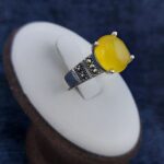 انگشتر نقره زنانه طرح مهناز با سنگ شرف شمس + حکاکی