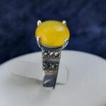 انگشتر نقره زنانه طرح مهناز با سنگ شرف شمس + حکاکی - Image 2