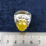 انگشتر نقره دست ساز آیینه‌کاری فاخر کیان با نگین الماس تراش شرف الشمس + حکاکی - Image 3