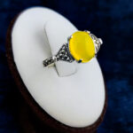 انگشتر نقره زنانه طرح لیلا با سنگ شرف شمس + حکاکی