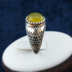 انگشتر نقره مردانه طرح ترک اسپرت با سنگ شرف الشمس + حکاکی - Image 3