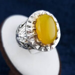 انگشتر نقره مردانه کوروش کبیر با نگین الماس تراش شرف الشمس + حکاکی