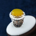 انگشتر نقره مردانه کوروش کبیر با نگین الماس تراش شرف الشمس + حکاکی - Image 2