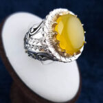 انگشتر نقره دست ساز سیاوش با نگین الماس تراش شرف الشمس + حکاکی