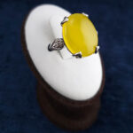 انگشتر نقره زنانه طرح ارکیده با سنگ شرف شمس + حکاکی