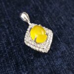 گردنبند زنانه نقره طرح شهرناز با نگین شرف شمس + حکاکی