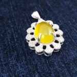 گردنبند نقره زنانه طرح هما با نگین شرف شمس + حکاکی