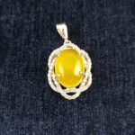 گردنبند نقره زنانه طرح فرشته با نگین شرف شمس + حکاکی - Image 2