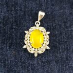 گردنبند زنانه نقره طرح گیسو با نگین شرف شمس + حکاکی - Image 4