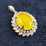 گردنبند نقره زنانه طرح روشنک با نگین شرف شمس + حکاکی