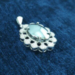 گردنبند نقره زنانه طرح هما با نگین حدید صینی + حکاکی