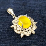 گردنبند زنانه نقره طرح شهره با نگین شرف شمس + حکاکی