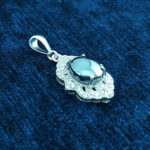 گردنبند زنانه نقره طرح آیدا با نگین حدید صینی + حکاکی