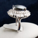 انگشتر نقره زنانه طرح فاخر طوبی با نگین حدید صینی+حکاکی - Image 3