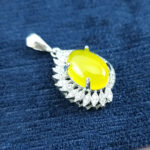 گردنبند زنانه نقره طرح طناز با نگین شرف شمس + حکاکی