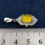 گردنبند نقره زنانه طرح آیدا با نگین شرف شمس + حکاکی - Image 2