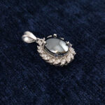 گردنبند زنانه نقره طرح نیوشا با نگین حدید صینی + حکاکی