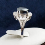 انگشتر نقره زنانه طرح حنانه با نگین حدید صینی+حکاکی - Image 3