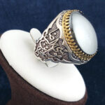 انگشتر نقره مردانه طرح یا علی ابن موسی الرضا با سنگ حدید صینی + حکاکی