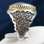 انگشتر نقره مردانه طرح یا علی ابن موسی الرضا با سنگ حدید صینی + حکاکی - Image 3