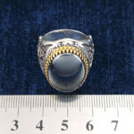 انگشتر نقره مردانه طرح یا علی ابن موسی الرضا با سنگ حدید صینی + حکاکی - Image 2