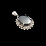 گردنبند زنانه نقره طرح پروین با نگین حدید صینی + حکاکی