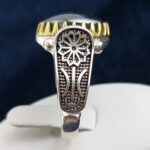 انگشتر حدید صینی نقره مردانه طرح دور طلایی شاهرخ + حکاکی - Image 3