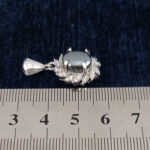 گردنبند زنانه نقره طرح مروارید با نگین حدید صینی + حکاکی - Image 2