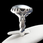 انگشتر نقره مردانه طرح صفوی اردشیر با سنگ حدید صینی + حکاکی - Image 2