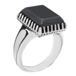 انگشتر نقره مردانه طرح آریانا با سنگ حدید صینی + حکاکی