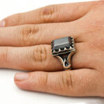 انگشتر حدید رهبر (طرح رهبری) با سنگ حدید صینی + حکاکی - Image 2