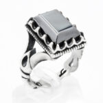 انگشتر حدید رهبر (طرح رهبری) با سنگ حدید صینی + حکاکی - Image 5