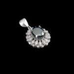 گردنبند زنانه نقره طرح ویشکا با نگین حدید صینی + حکاکی