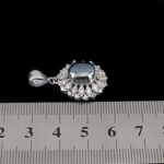 گردنبند زنانه نقره طرح ویشکا با نگین حدید صینی + حکاکی - Image 2