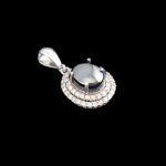 گردنبند زنانه نقره طرح پانته آ با نگین حدید صینی + حکاکی