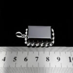 گردنبند نقره طرح دورپیچ مستطیلی دست ساز با نگین حدید صینی + حکاکی - Image 2