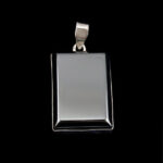 گردنبند نقره طرح دور ساده مستطیلی دست ساز بزرگ با نگین حدید صینی + حکاکی - Image 3