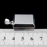 گردنبند نقره طرح دور ساده مستطیلی دست ساز بزرگ با نگین حدید صینی + حکاکی - Image 2