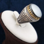 انگشتر نقره مردانه طرح اشکان با سنگ حدید صینی + حکاکی