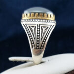 انگشتر نقره مردانه طرح اشکان با سنگ حدید صینی + حکاکی - Image 3