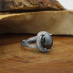 انگشتر نقره طرح دخترانه عسل با نگین حدید صینی+حکاکی - Image 3