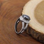 انگشتر نقره طرح دخترانه عسل با نگین حدید صینی+حکاکی - Image 2