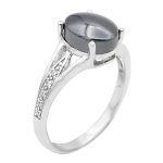 انگشتر نقره طرح دخترانه شیما با سنگ حدید صینی + حکاکی