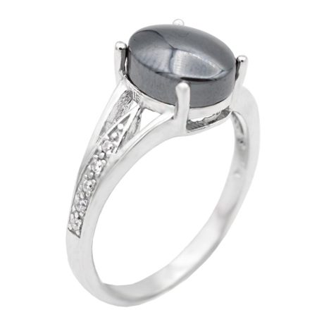 انگشتر نقره طرح دخترانه شیما با سنگ حدید صینی + حکاکی