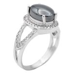 انگشتر نقره طرح دخترانه عسل با نگین حدید صینی+حکاکی