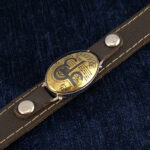 دستبند نقره چرم طبیعی قهوه ای مردانه و زنانه با نگین حدید صینی عین علی (ع) - Image 4