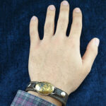 دستبند نقره چرم طبیعی قهوه ای مردانه و زنانه با نگین حدید صینی عین علی (ع) - Image 3